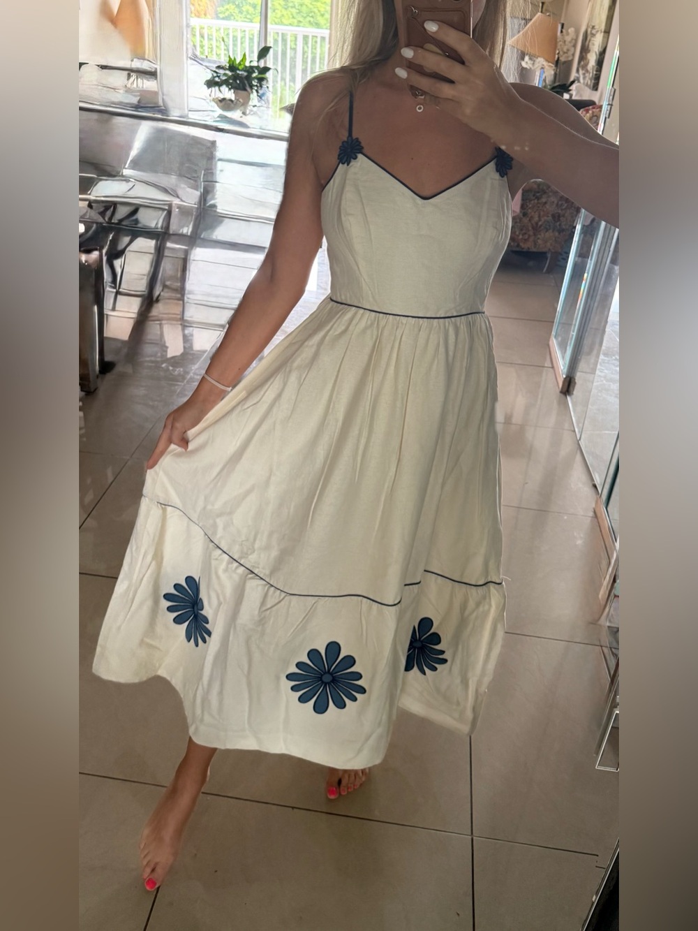 Lucky Brand Women's Embroidered Maxi Dress, Size S, Cotton, Lined Anthropologie
